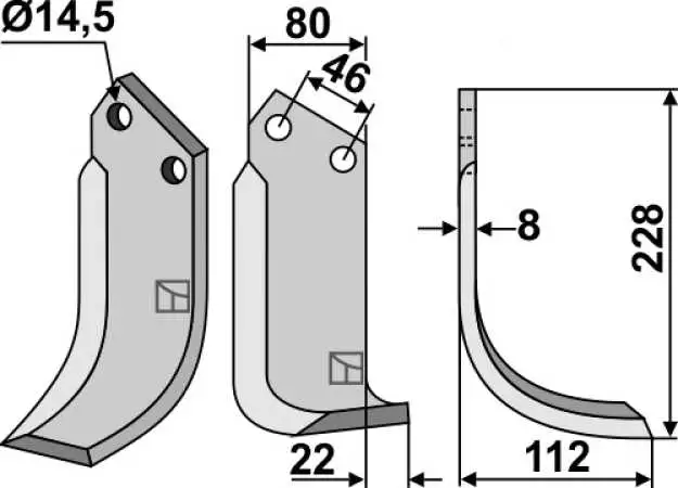 Fräsmesser 228x80mm, rechts